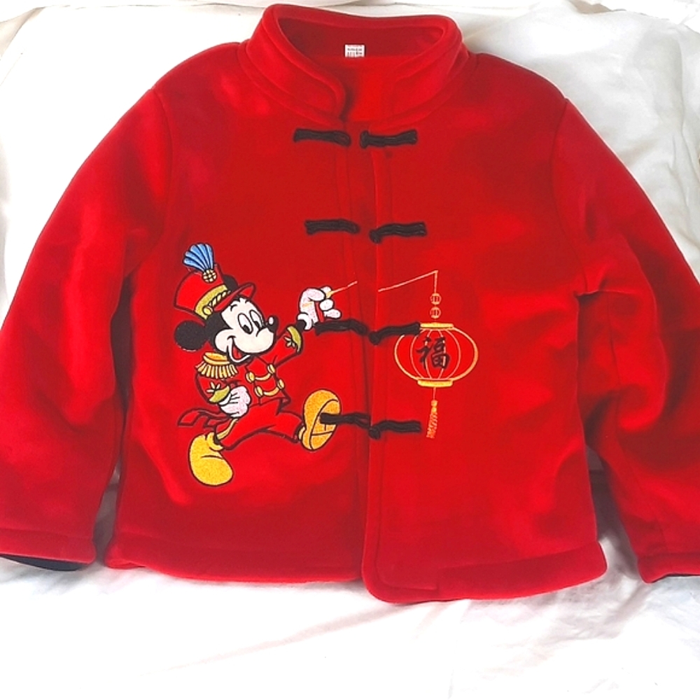 Disney Mickey Mouse Japanese Style Kids Jacket Small Red Super Soft Embroidered